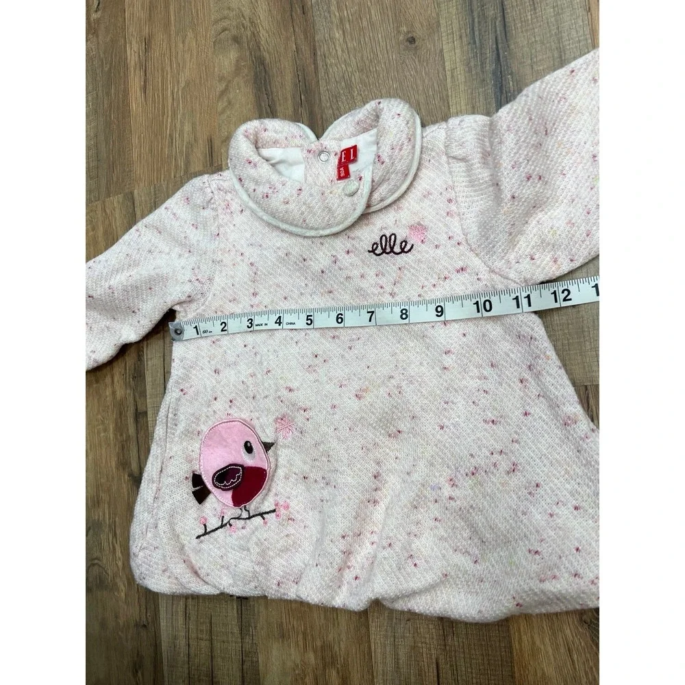 ELLE Baby Girl Dress Bundle 12M 18M | Cherry Print & Pink Bird Long Sleeve Outfi